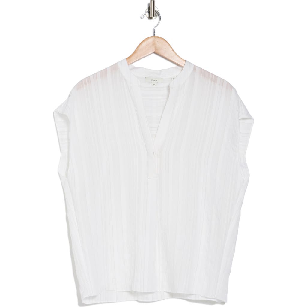 Vince Split Neck Dolman Sleeve Top In Optic White/oyster