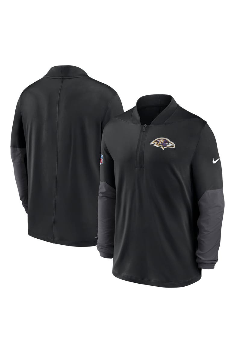 Men's Nike Black Baltimore Ravens Sideline Dri-FIT Half-Zip Pullover, Alternate, color, Black