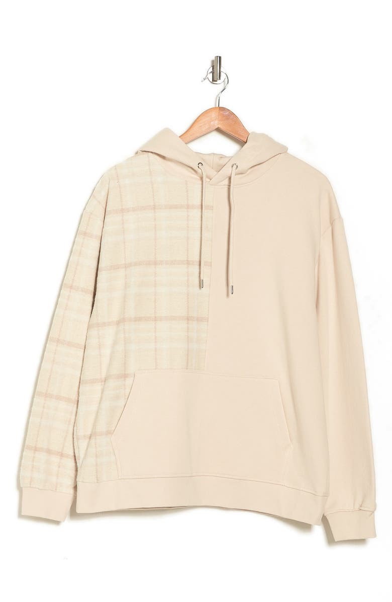Topman Textured Spliced Check Hoodie, Alternate, color, 