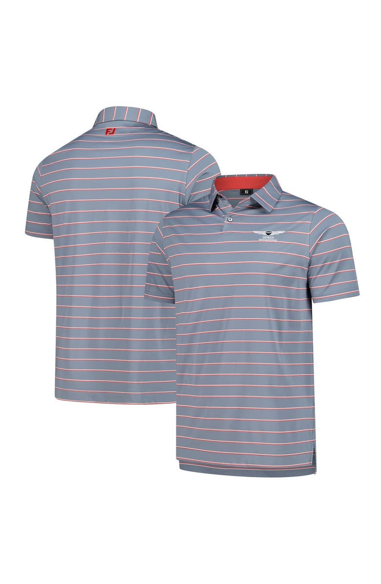 FOOTJOY Men's FootJoy Gray Genesis Invitational ProDry Classic Stripe Lisle Polo, Main, color, Gray