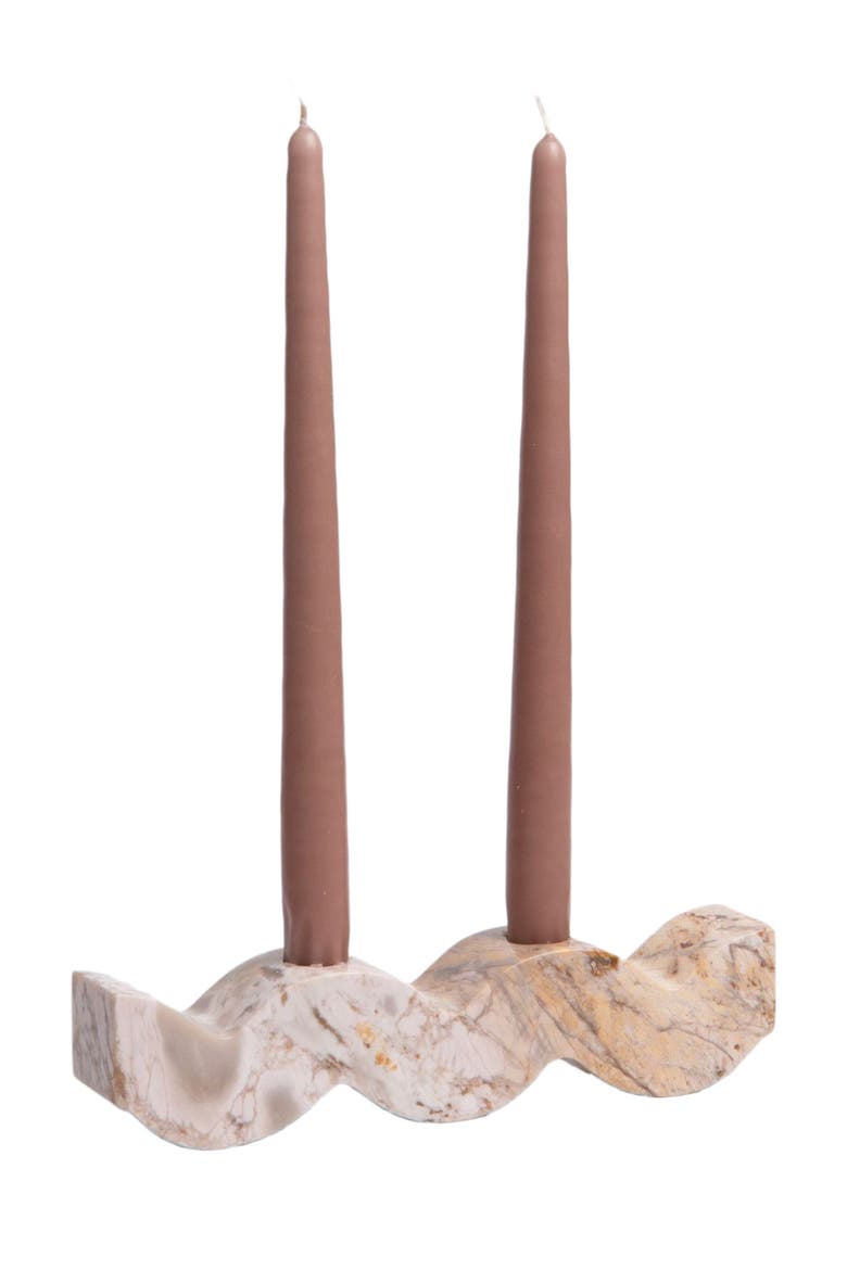 Wavy Gemstone Candelabra, Main, color, Creamy Soapstone