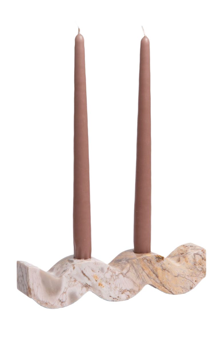 DAR PROYECTOS Wavy Gemstone Candelabra, Main, color, Creamy Soapstone
