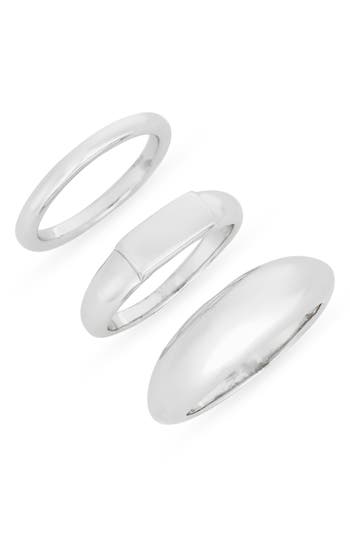 Nordstrom Rack Demi-fine 3-pack Assorted Rings In Silver