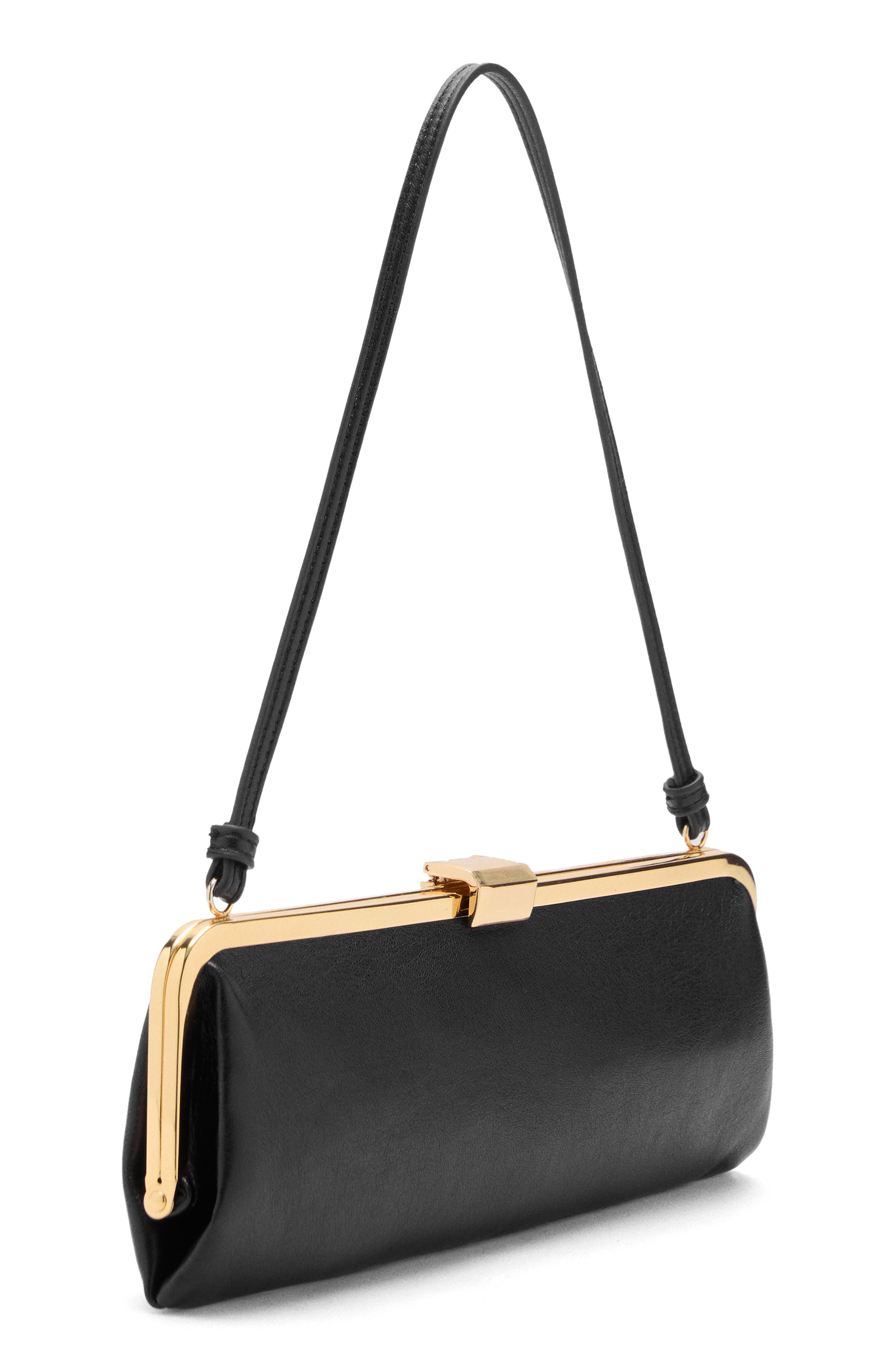 MANGO Metallic Frame Clutch, Alternate, color, Black