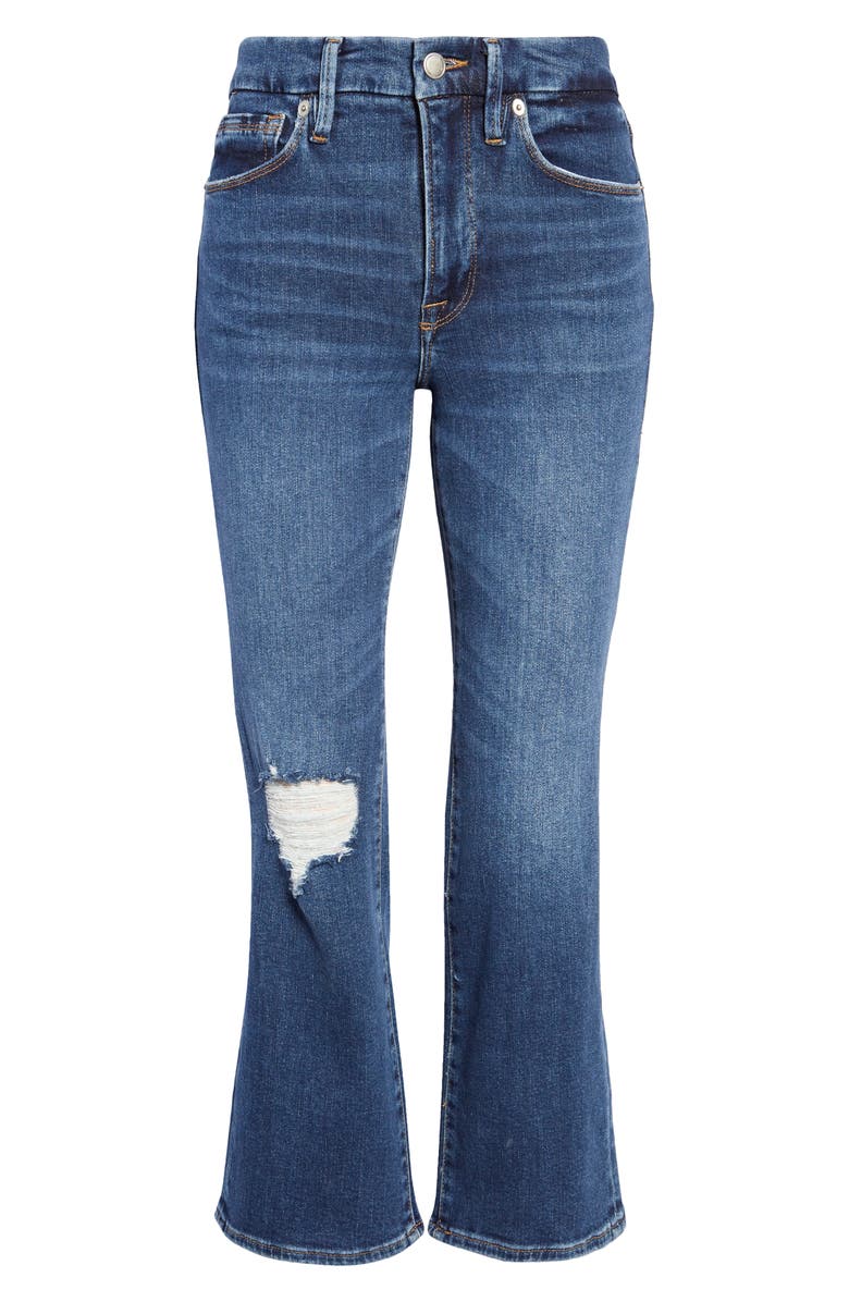 Good American Good Legs Ripped Crop Mini Bootcut Jeans, Alternate, color,