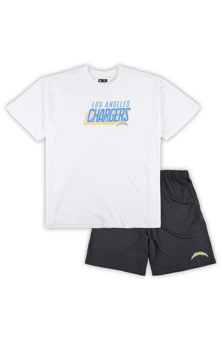 CONCEPTS SPORT Men's Concepts Sport White/Charcoal Los Angeles Chargers Big & Tall T-Shirt and Shorts Set, Main, color, White
