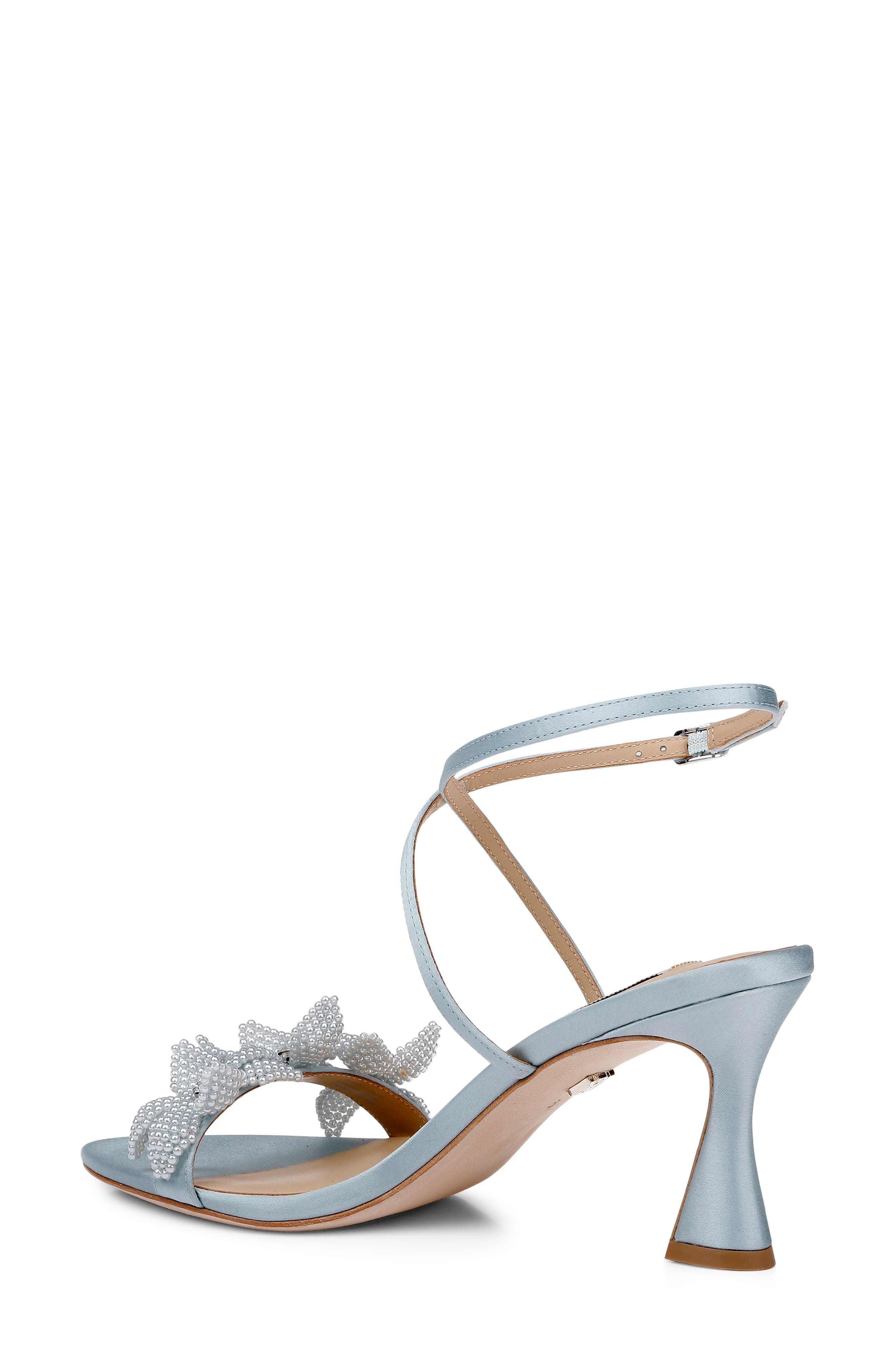 Whitney Ankle Strap Pointed Toe Sandal, Alternate, color, MIST BLUE SATIN