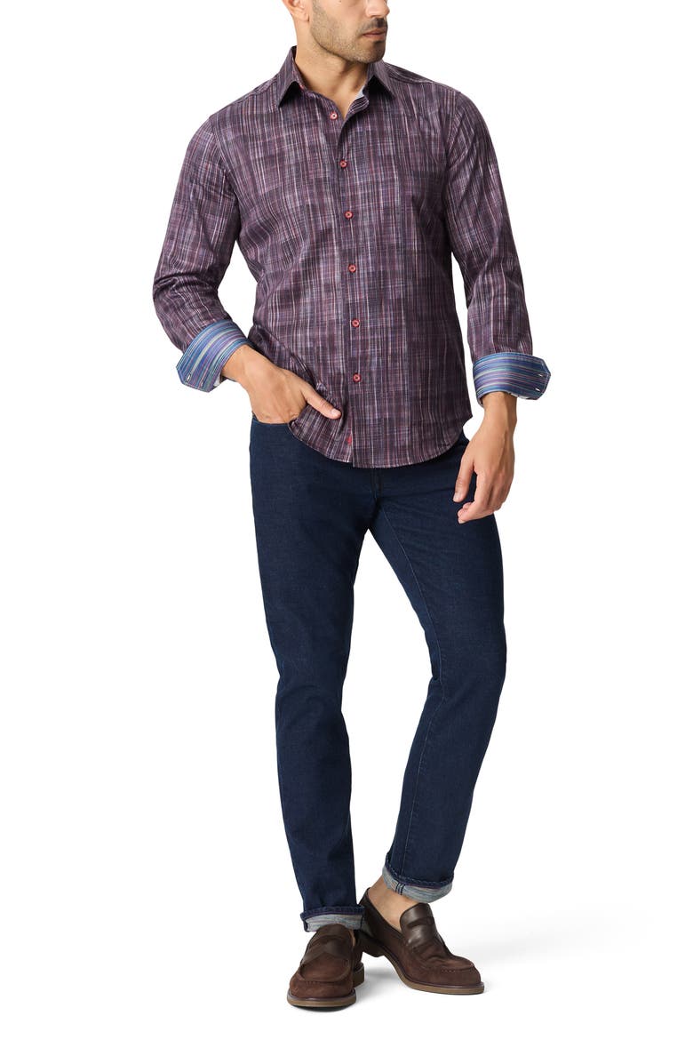 Tyler Long Sleeve Button Up Shirt, Alternate, color, BURGUNDY