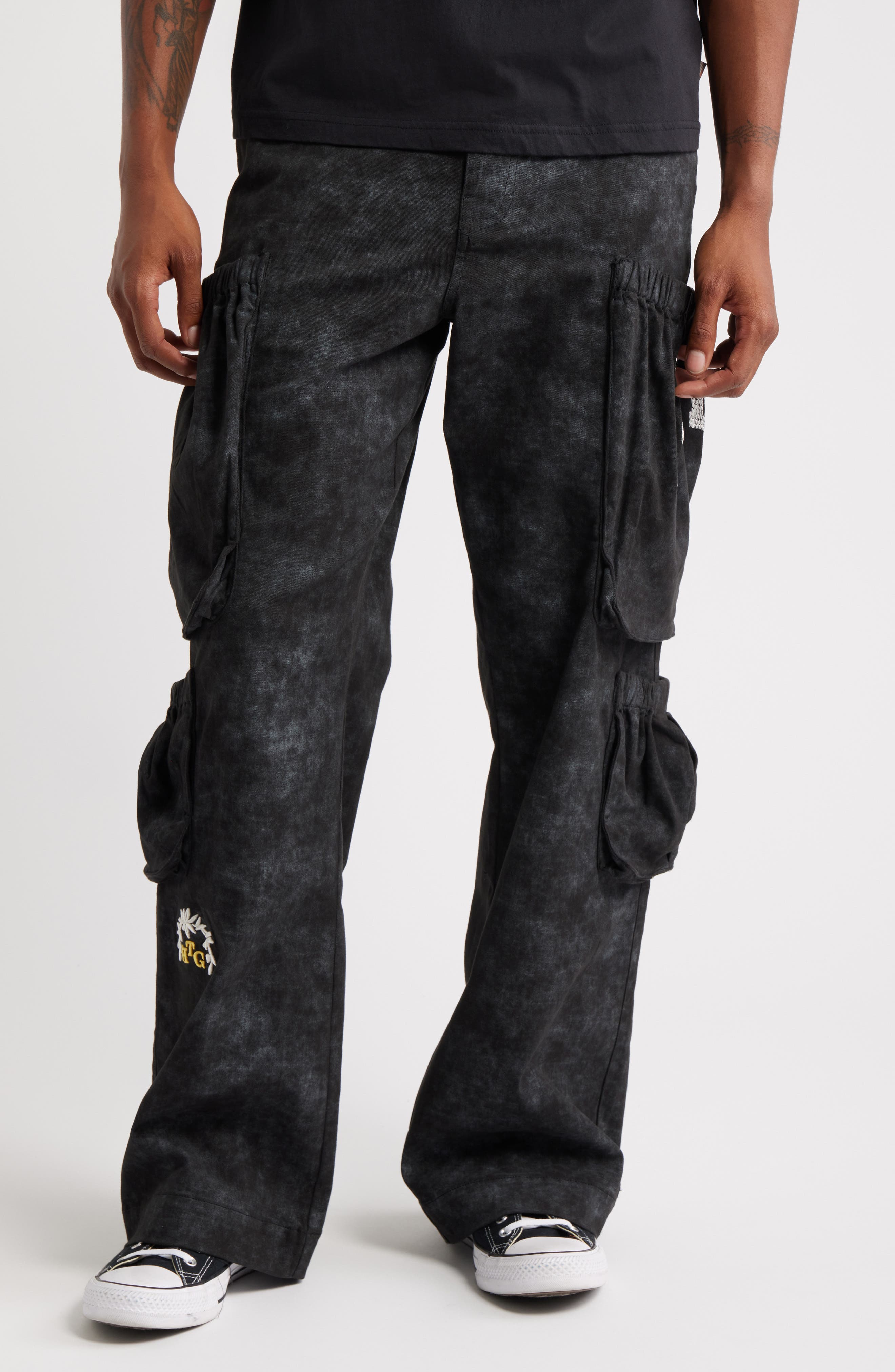 HONOR THE GIFT Wide Leg Cotton Twill Cargo Pants