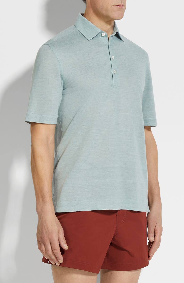 ZEGNA Linen Polo, Alternate, color, Bright Blue