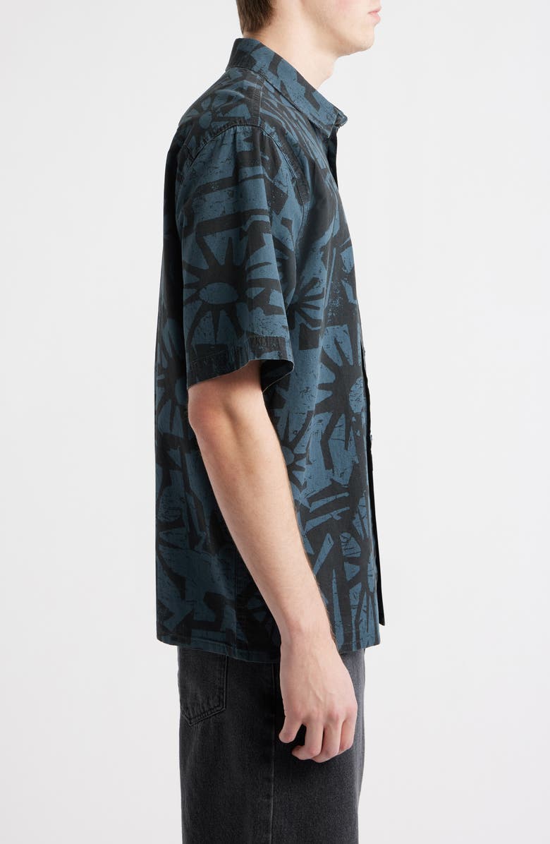 Rip Curl Liquid Trips Mason Short Sleeve Button-Up Shirt, Alternate, color, Washed Black