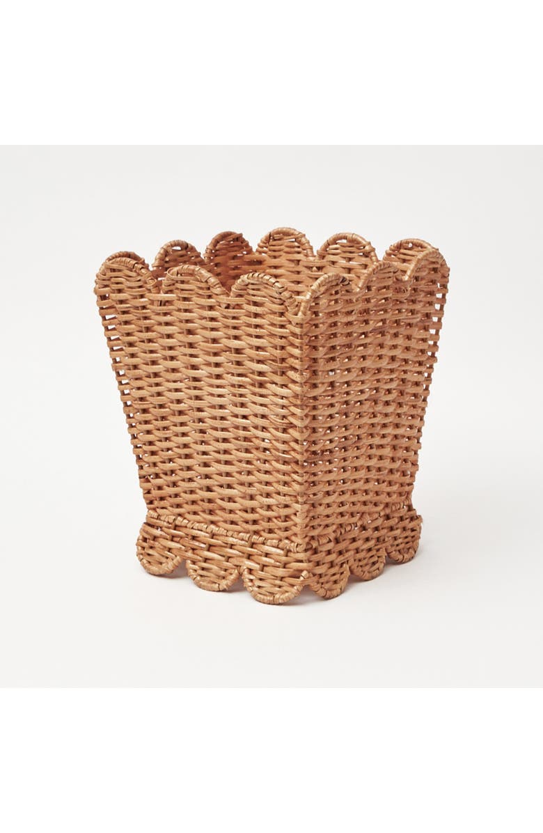 Mrs. Alice Scalloped Rattan Waste Paper Bin, Alternate, color, Natural