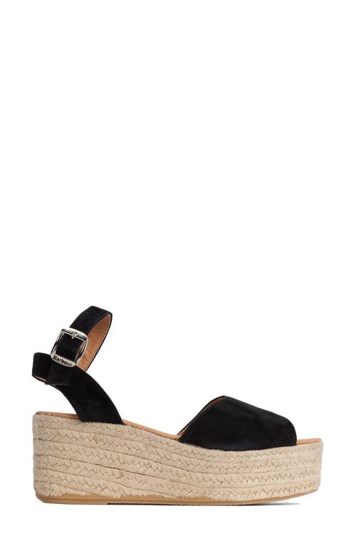 Barbour Espadrille Platform Sandal In Black Suede