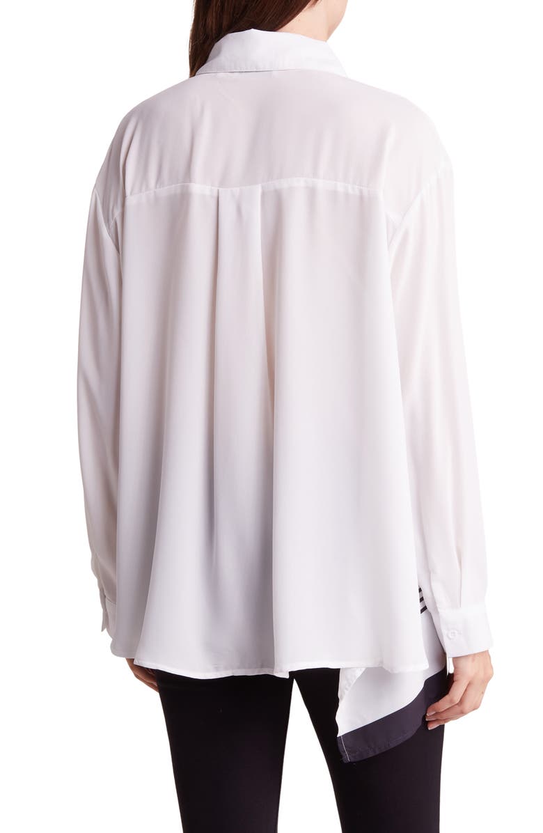 PATRIZIA LUCA Geo Print Asymmetric Long Sleeve Button-Up Shirt, Alternate, color,