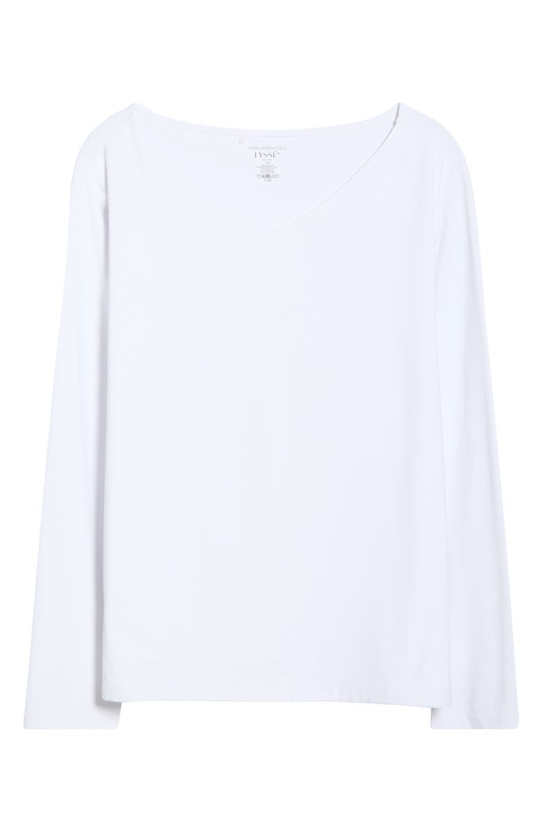 Lysse ntial V-Neck Long Sleeve Top, Alternate, color, White
