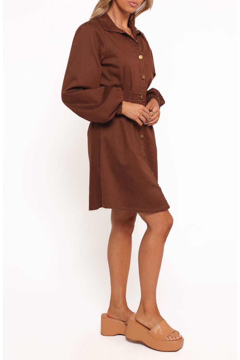 Phoenix Long Sleeve Minidress, Main, color, BROWN DENIM