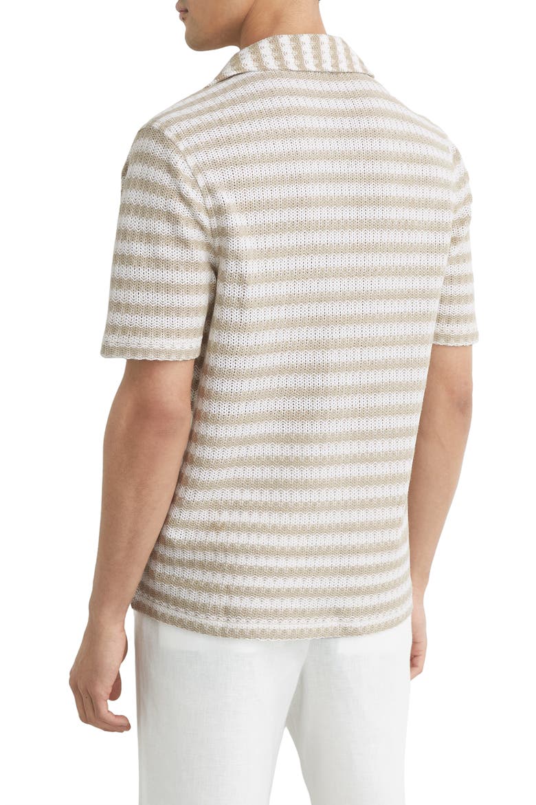 Island Striped Knit Button-Up Shirt, Alternate, color, WHITE/ OATMEAL