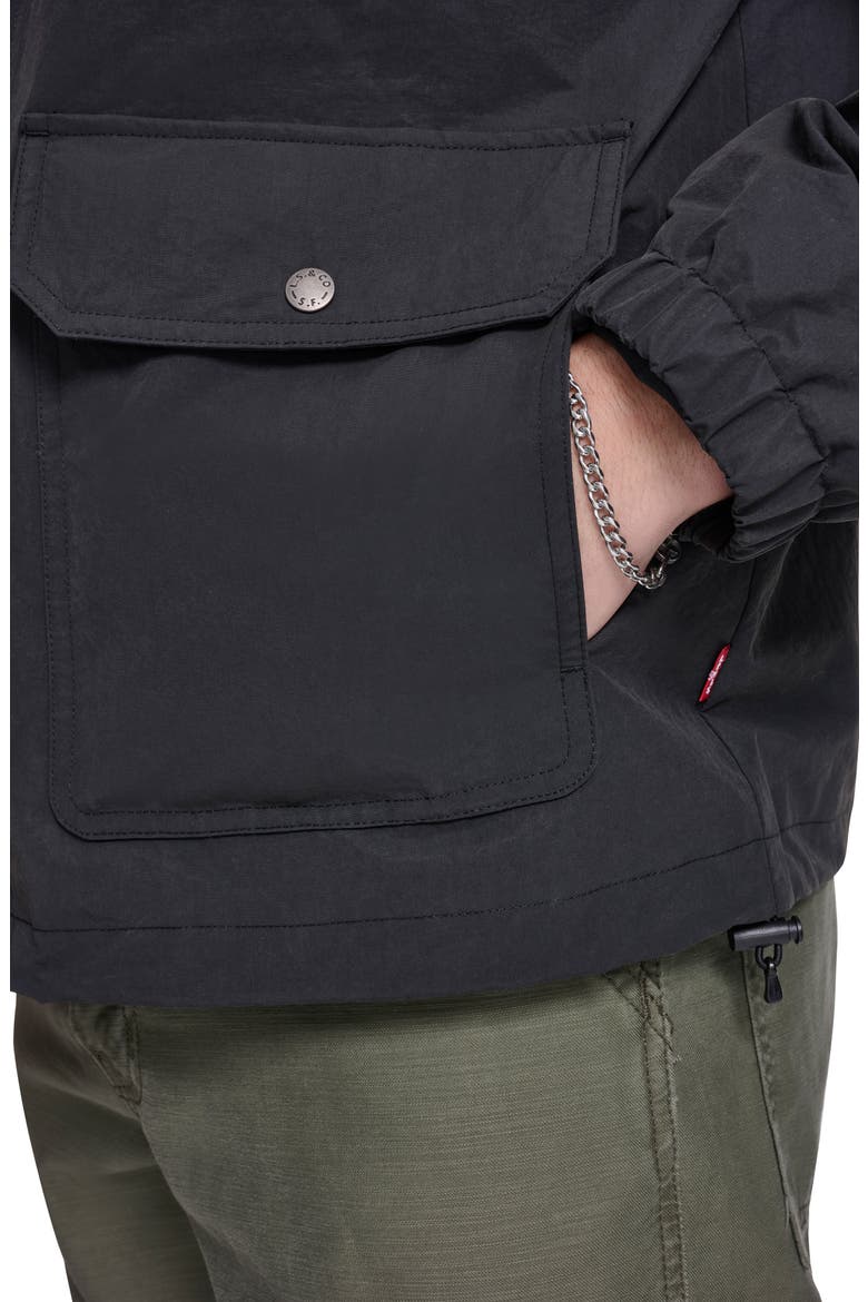 Water Resistant Hooded Nylon & Cotton Jacket, Alternate, color, BLACK