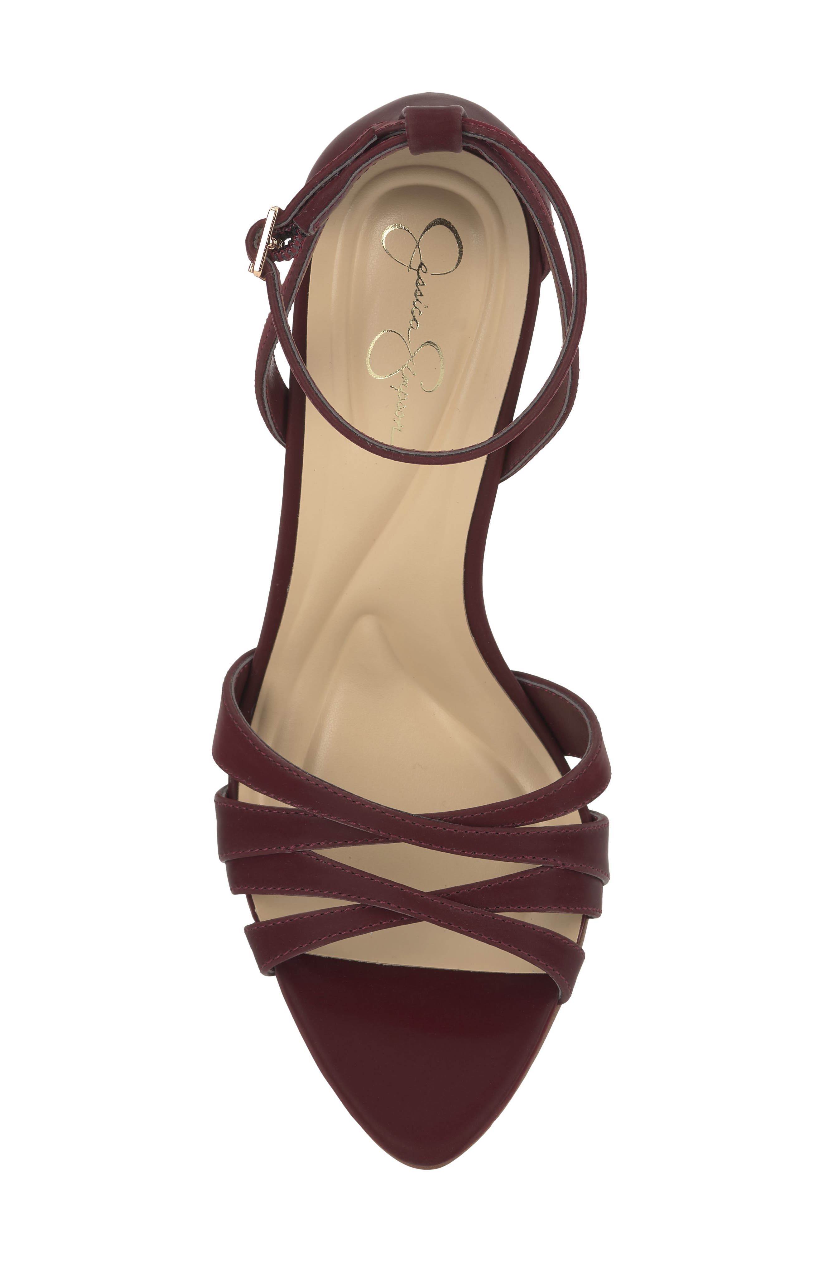 Calisa Ankle Strap Sandal, Alternate, color, DARK CHERRY