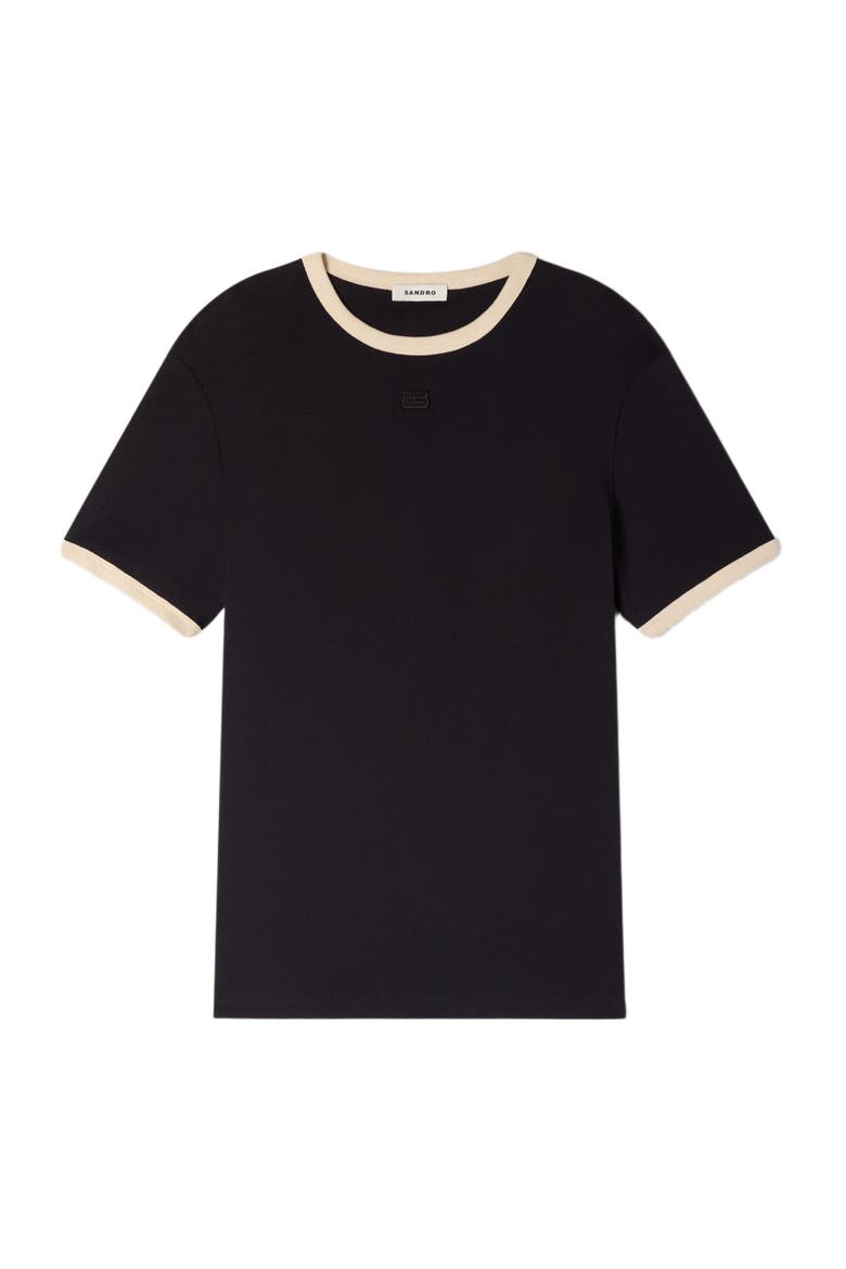 Two-tone patch T-shirt, Alternate, color, Black