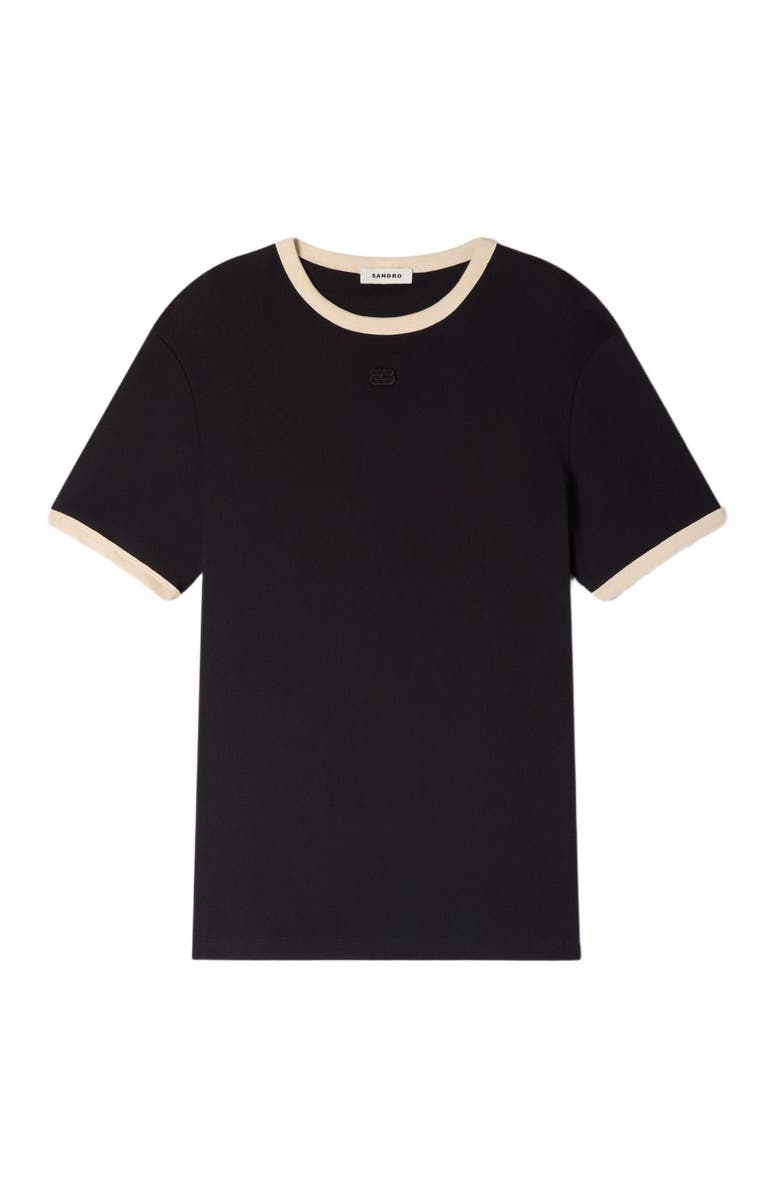 SANDRO Two-tone patch T-shirt, Alternate, color, Black