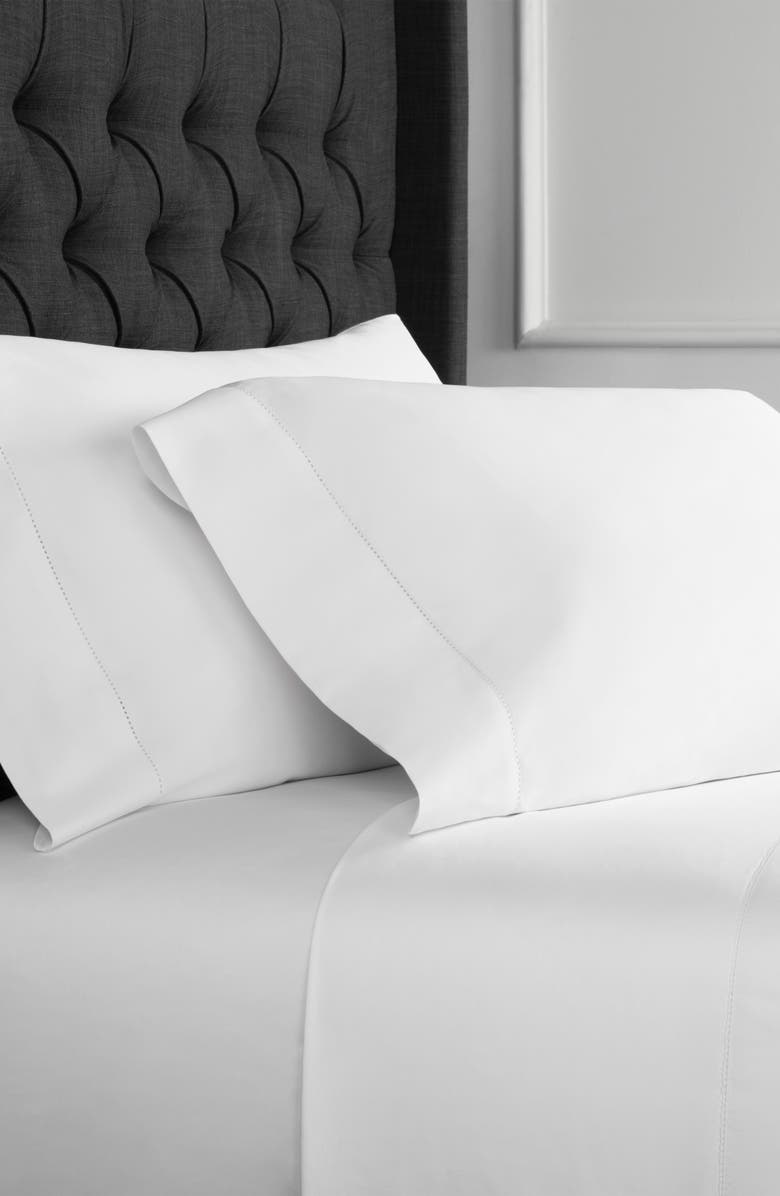 MELANGE HOME Hemstitch 600 Thread Count Cotton Sheet Set, Alternate, color, White