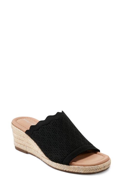 Easy Spirit Shanice Wedge Espadrille Slide Sandal In Black