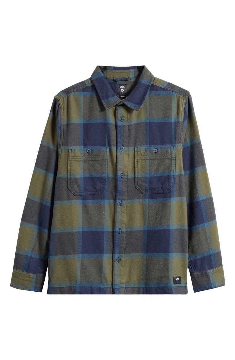 Vans Larkspur Plaid Stretch Cotton Flannel Button-Up Shirt, Alternate, color, Grape Leaf/Parisian Night