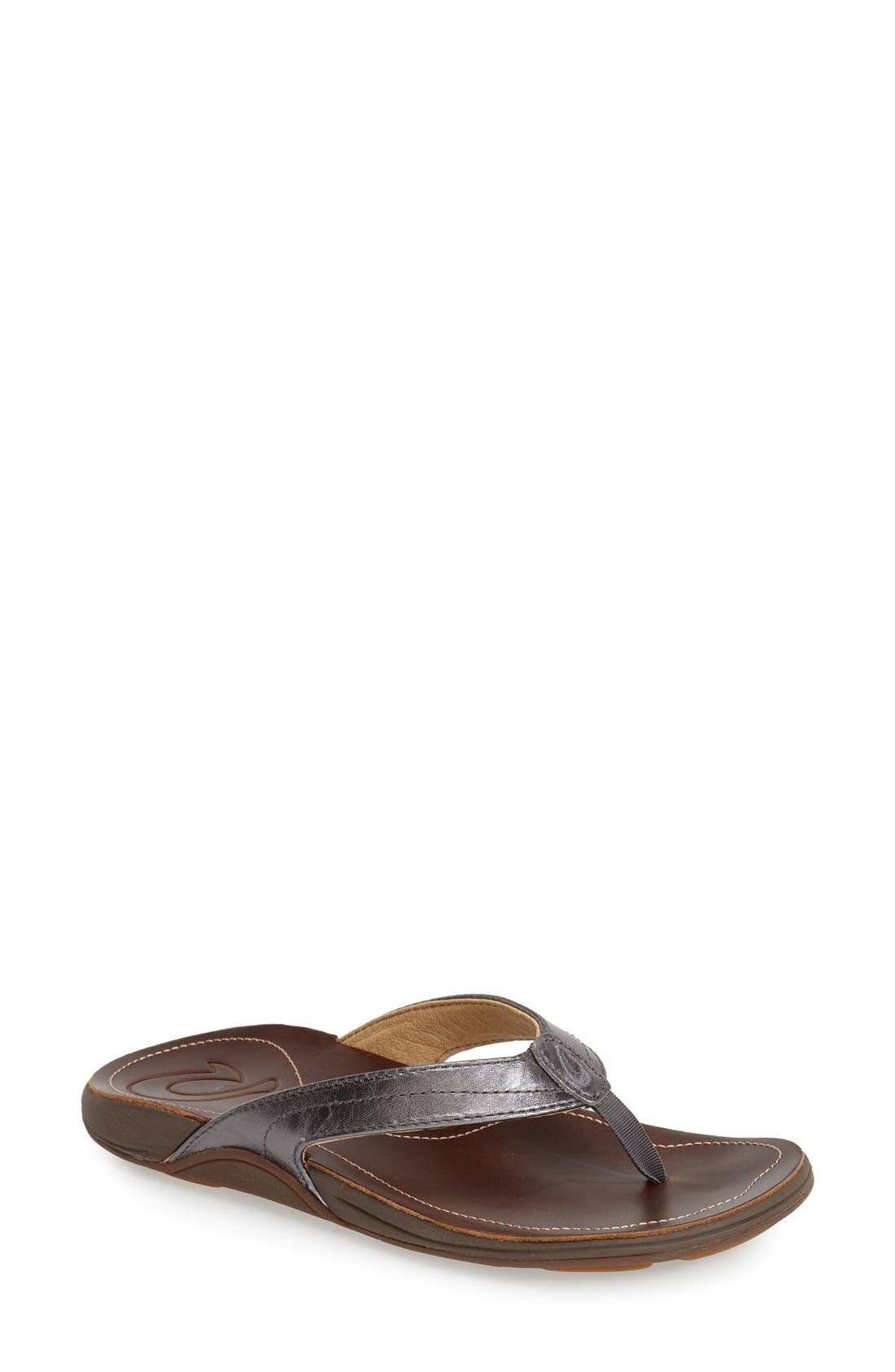 'Kumu' Flip Flop, Main, color, PEWTER/ BEAN
