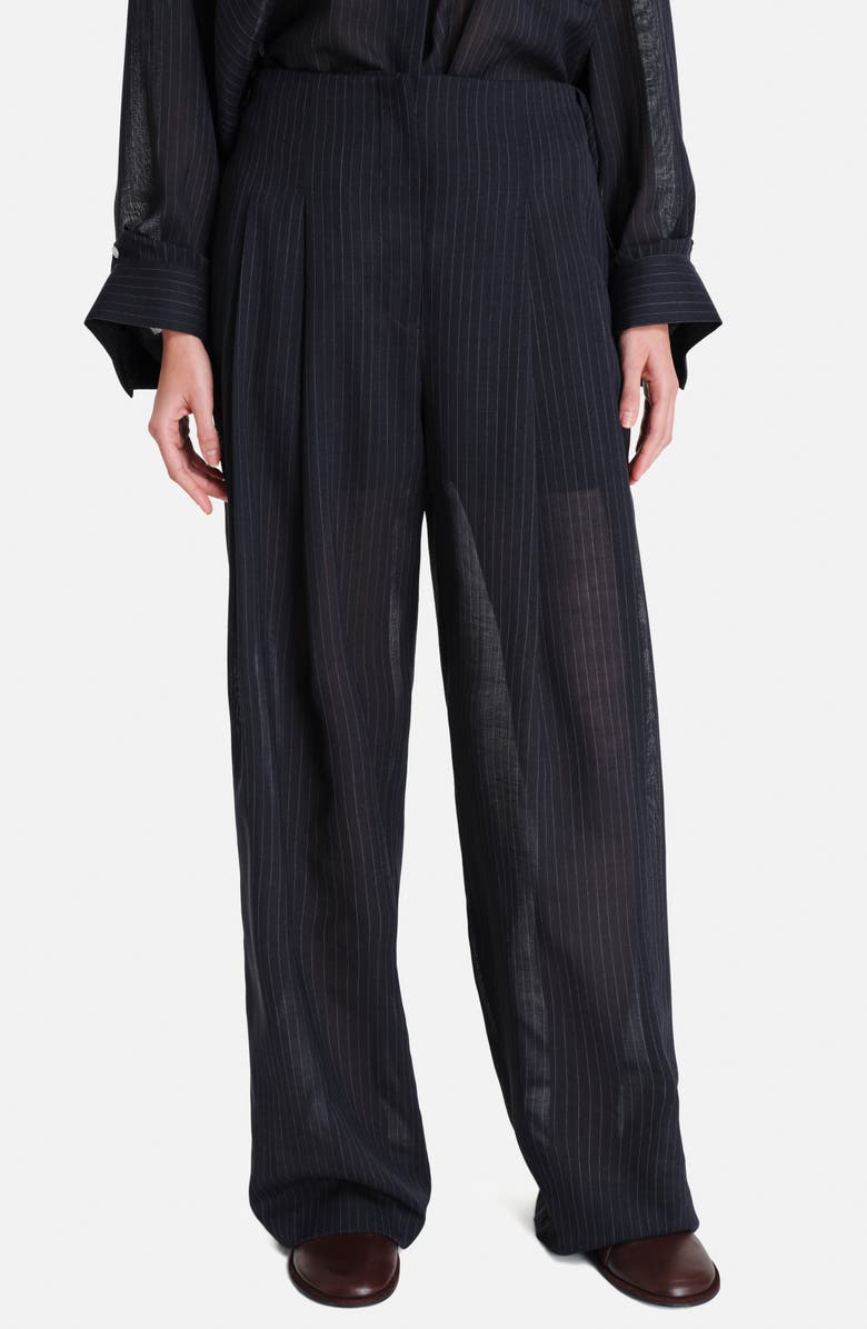 TWP Carries Pinstripe Pants, Main, color, Midnight / White