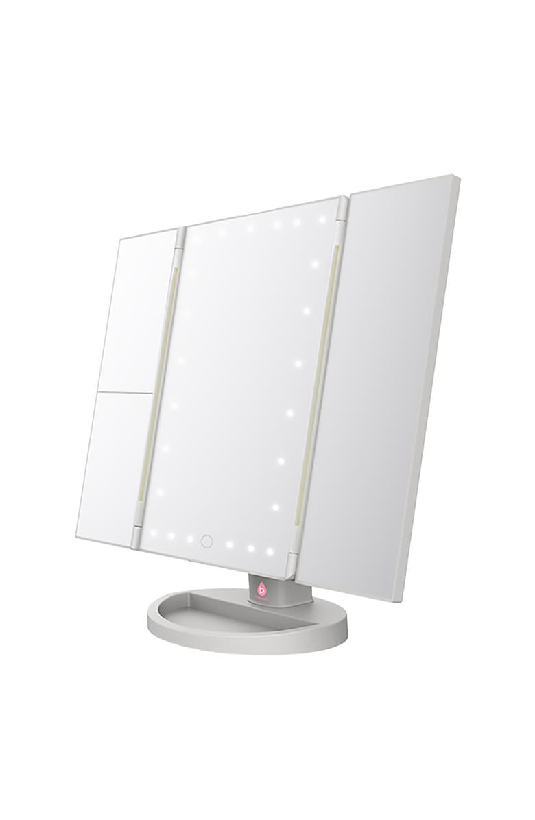 PURSONIC Tri-Fold Vanity Makeup Mirror, Main, color, White