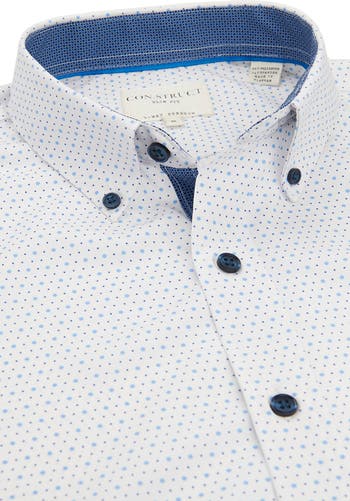 Slim Fit Microdot Short Sleeve 4-Way Stretch Performance Button-Down Shirt
