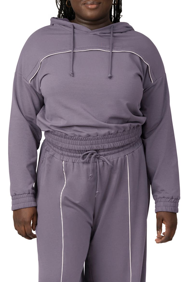 Mila Crop Maternity/Nursing Hoodie, Main, color, GRANITE