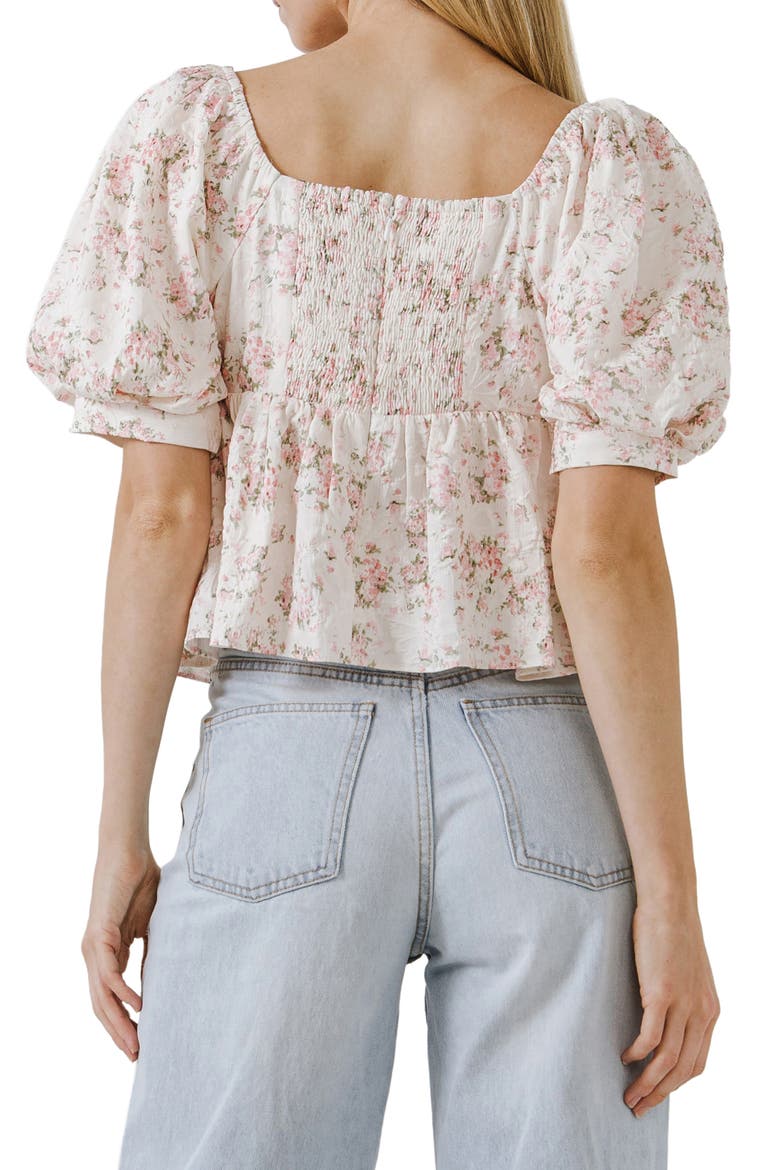 Floral Textured Babydoll Top, Alternate, color, CREAM