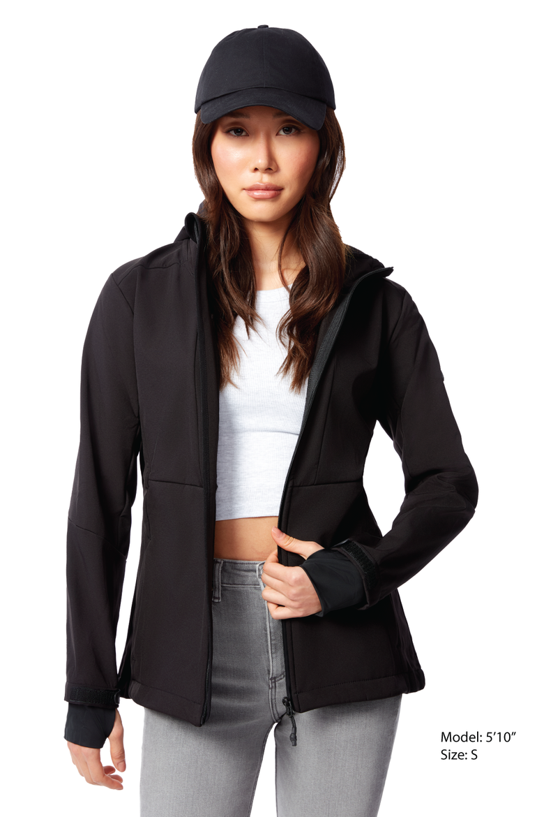 Mackenzie - Women's Fleece Lined Softshell Windbreaker, Alternate, color, BLACK