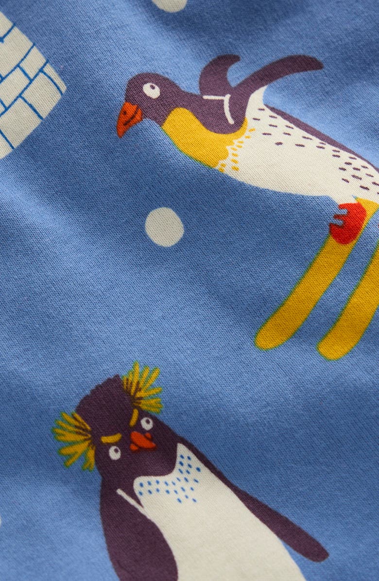 Boden Kids' Glow in the Dark Print Fitted Two-Piece Cotton Pajamas, Alternate, color, Blue Marl Penguins