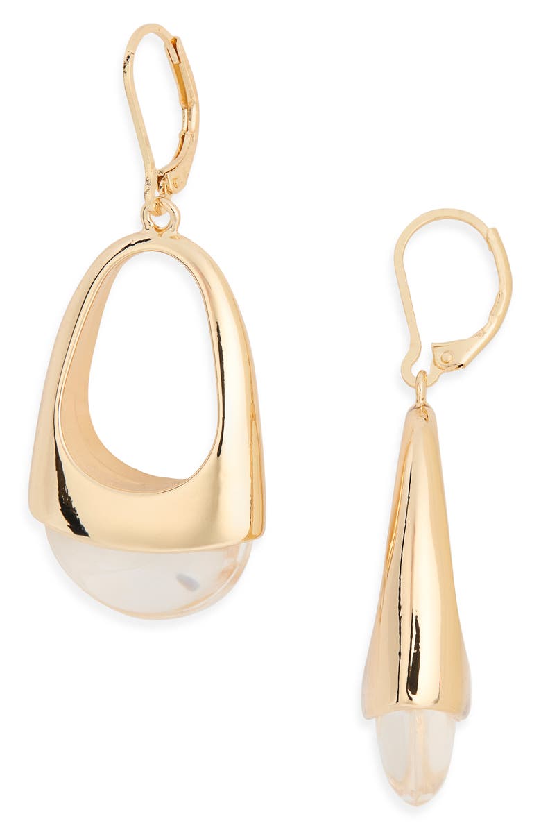 Leith Resin Teardrop Earrings, Main, color, Clear- Gold
