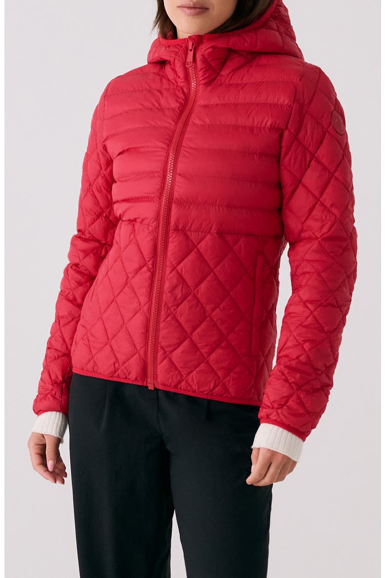 The Base Packable Insulated Hooded Jacket, Main, color, CRIMSON
