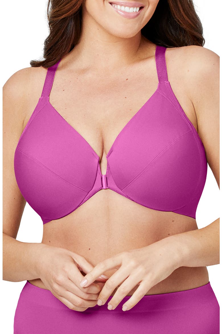 WonderWire® Front Close Smoothing Underwire Bra, Main, color, BERRY FUCHSIA RED