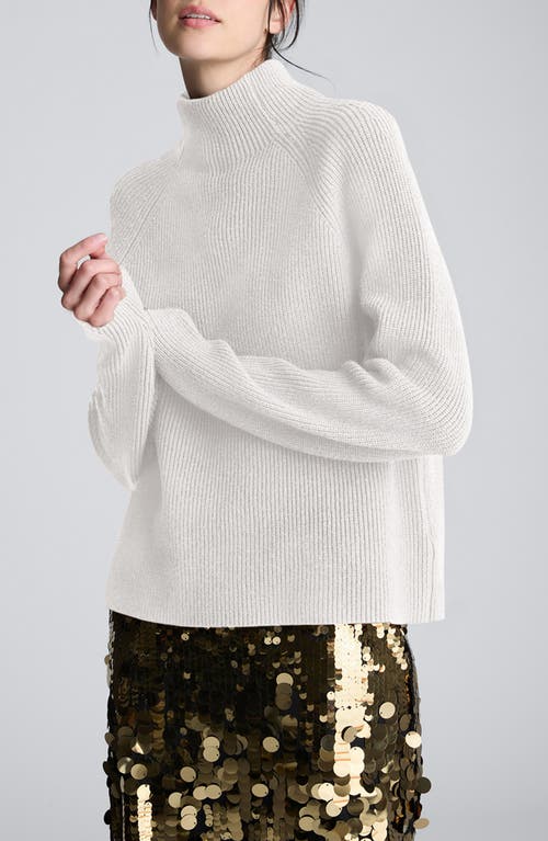 Kenneth Cole Raglan Sleeve Funnel Neck Sweater In White