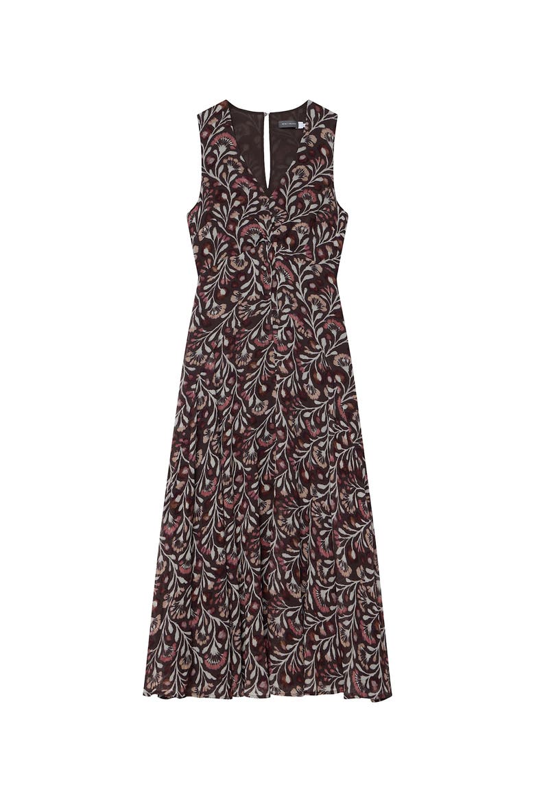 Floral Print V-Neck Maxi Dress, Alternate, color, Brown