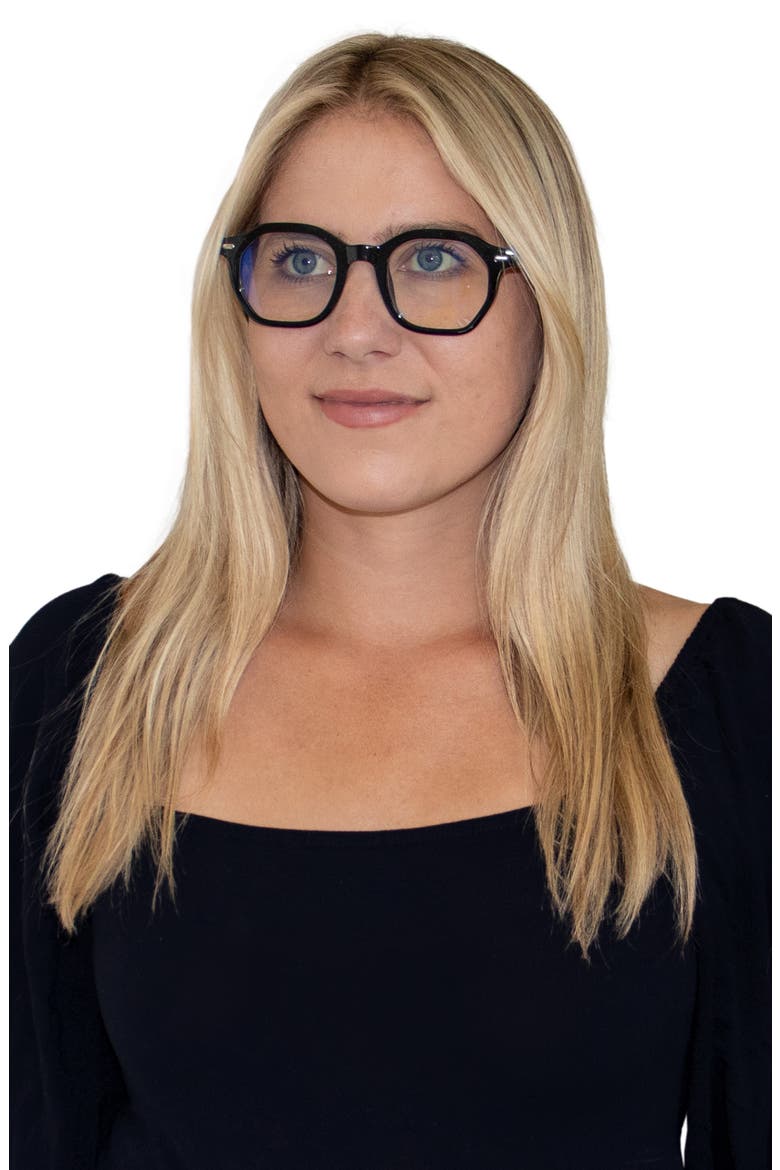 Cameron 48mm Round Blue Light Blocking Glasses, Alternate, color, BLACK/ CLEAR