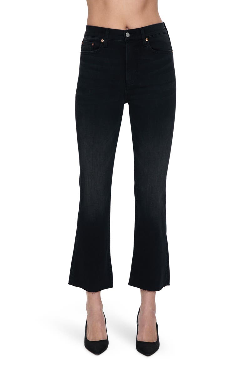 Lennon Raw Hem High Waist Crop Bootcut Jeans, Main, color, BLACK STONE