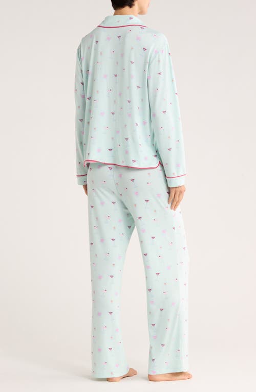 Honeydew Quiet Night Long Sleeve Button-up Top & Pants Pajamas In Green