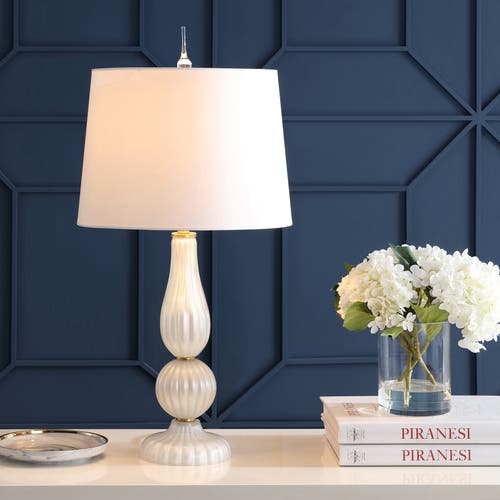 Jonathan Y Maddie 28" Glass/metal Led Table Lamp In White Pearl