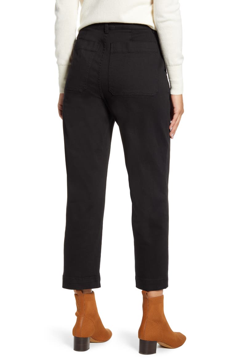 The Straight Leg Crop Pants, Alternate, color, BLACK
