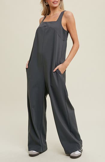 Wishlist Square Neck Sleeveless Scuba Jumpsuit In Gray