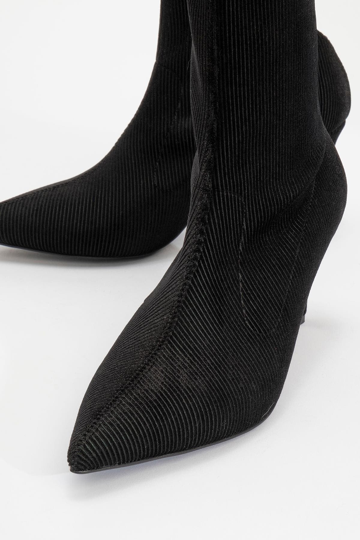 Thalin Zip Stiletto Boot, Alternate, color, Black Velvet Faux Leather
