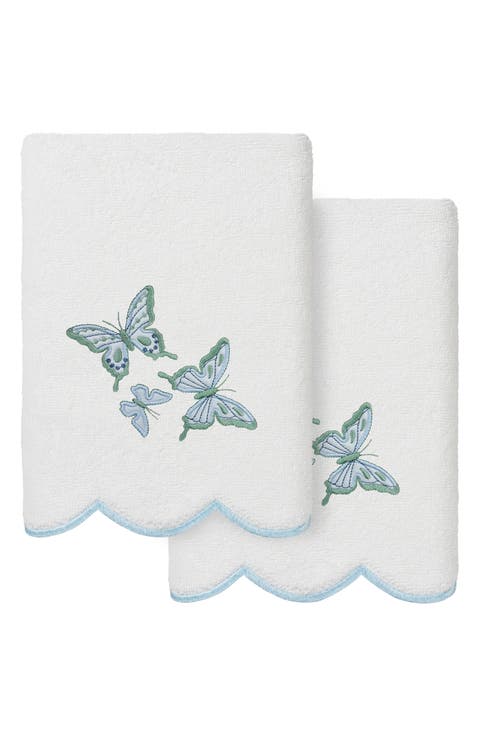 2-Piece Brittney Embroidered Turkish Cotton Hand Towel Set