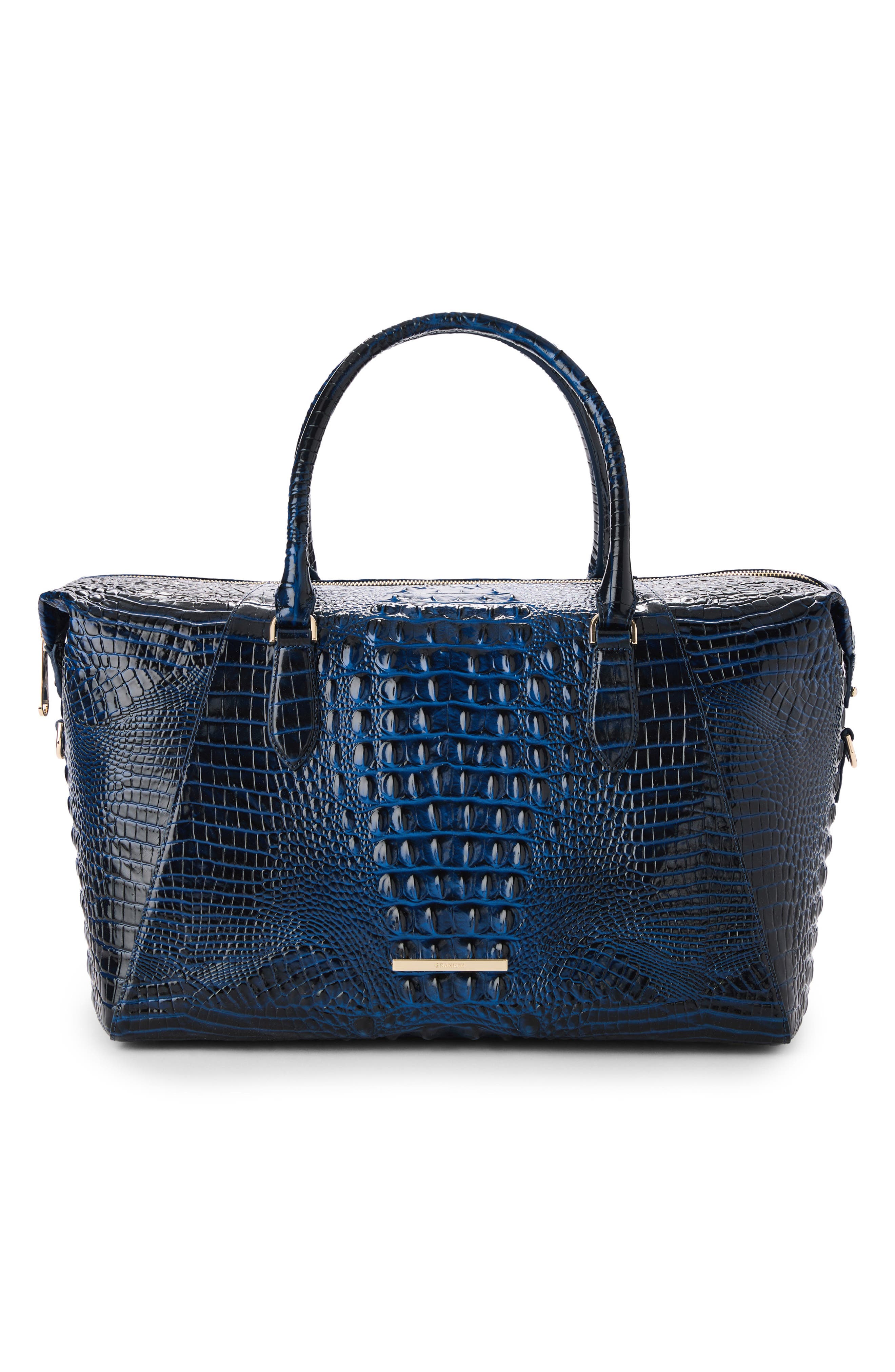 Daniela Croc Embossed Leather Travel Bag, Alternate, color, ANCHOR